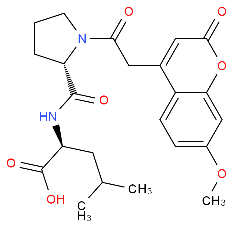 (2S)-2-{[(2S)-1-[2-(7-methoxy-2-oxo-2H-chromen-4-yl)acetyl]pyrrolidin-2-yl]formamido}-4-methylpentanoic acid_分子结构_CAS_140430-55-3