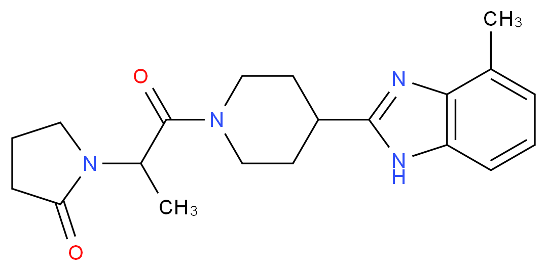 1-{1-methyl-2-[4-(4-methyl-1H-benzimidazol-2-yl)-1-piperidinyl]-2-oxoethyl}-2-pyrrolidinone_分子结构_CAS_)