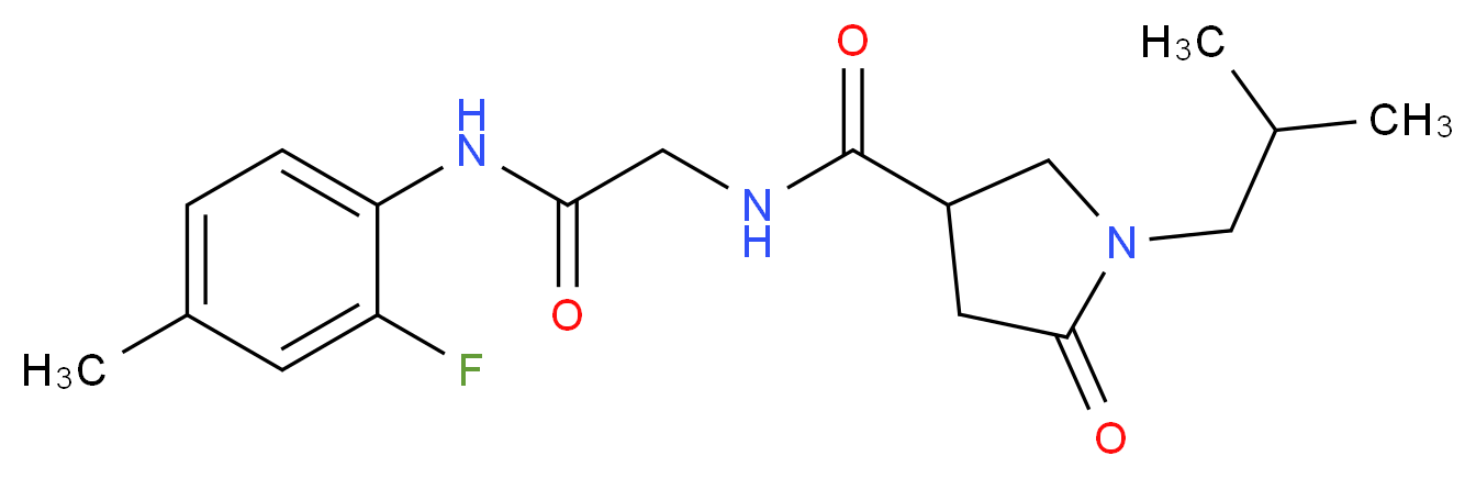 N-{2-[(2-fluoro-4-methylphenyl)amino]-2-oxoethyl}-1-isobutyl-5-oxopyrrolidine-3-carboxamide_分子结构_CAS_)