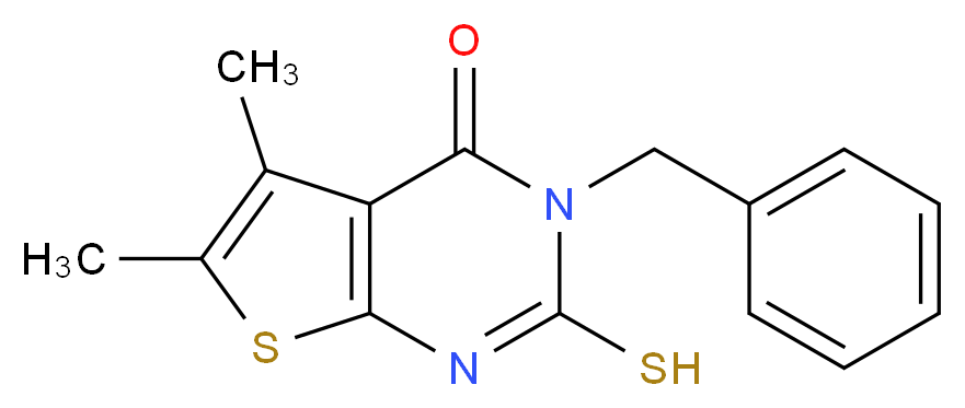 3-Benzyl-2-mercapto-5,6-dimethyl-3H-thieno[2,3-d]pyrimidin-4-one_分子结构_CAS_59898-63-4)