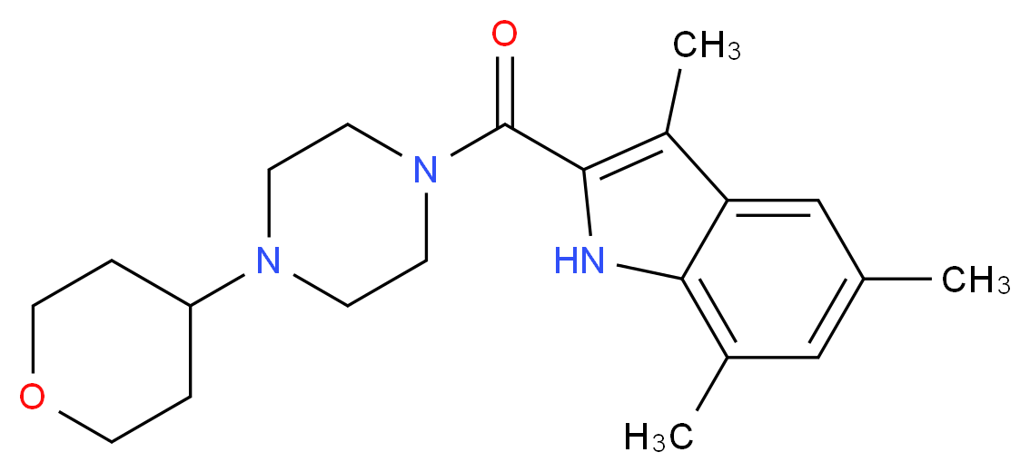 3,5,7-trimethyl-2-{[4-(tetrahydro-2H-pyran-4-yl)-1-piperazinyl]carbonyl}-1H-indole_分子结构_CAS_)