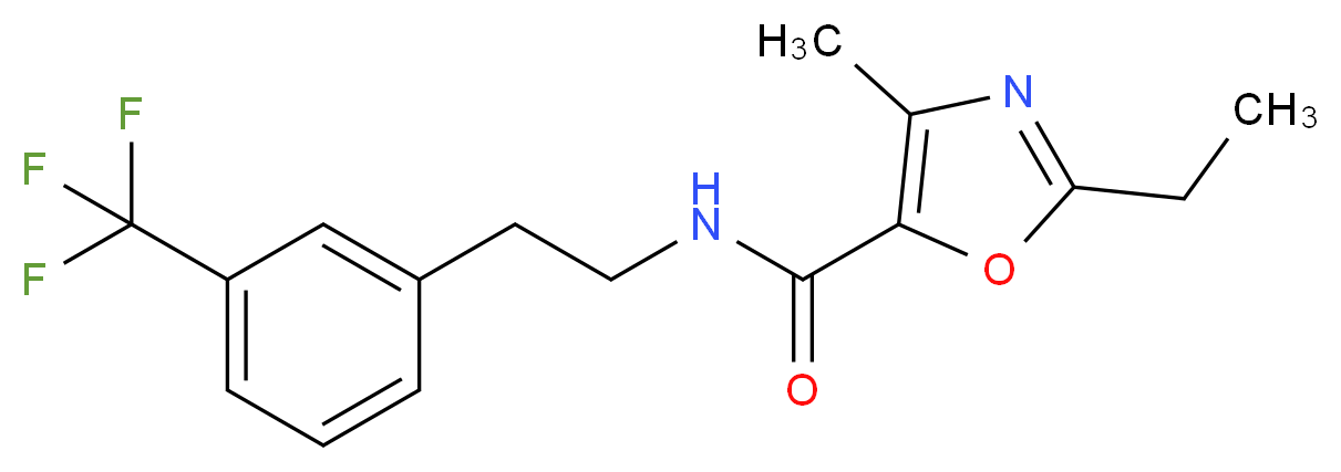 2-ethyl-4-methyl-N-{2-[3-(trifluoromethyl)phenyl]ethyl}-1,3-oxazole-5-carboxamide_分子结构_CAS_)