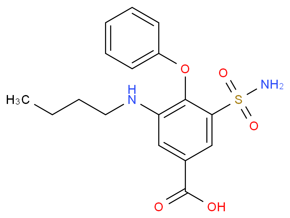 3-(butylamino)-4-phenoxy-5-sulfamoylbenzoic acid_分子结构_CAS_28395-03-1