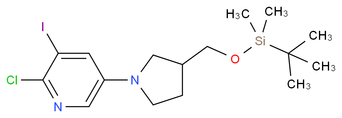 5-(3-((tert-Butyldimethylsilyloxy)methyl)pyrrolidin-1-yl)-2-chloro-3-iodopyridine_分子结构_CAS_1203499-04-0)