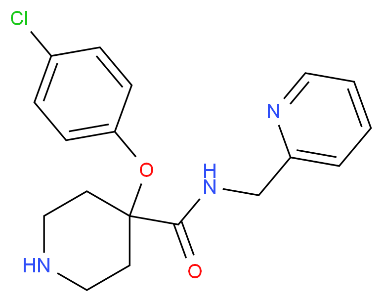 4-(4-chlorophenoxy)-N-(pyridin-2-ylmethyl)piperidine-4-carboxamide_分子结构_CAS_)