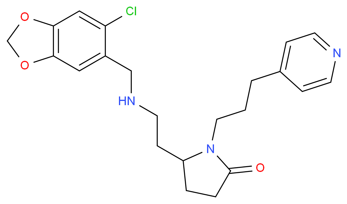 5-(2-{[(6-chloro-1,3-benzodioxol-5-yl)methyl]amino}ethyl)-1-[3-(4-pyridinyl)propyl]-2-pyrrolidinone_分子结构_CAS_)