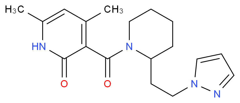 4,6-dimethyl-3-({2-[2-(1H-pyrazol-1-yl)ethyl]-1-piperidinyl}carbonyl)-2(1H)-pyridinone_分子结构_CAS_)