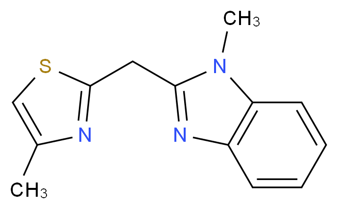 1-methyl-2-[(4-methyl-1,3-thiazol-2-yl)methyl]-1H-1,3-benzodiazole_分子结构_CAS_61690-08-2