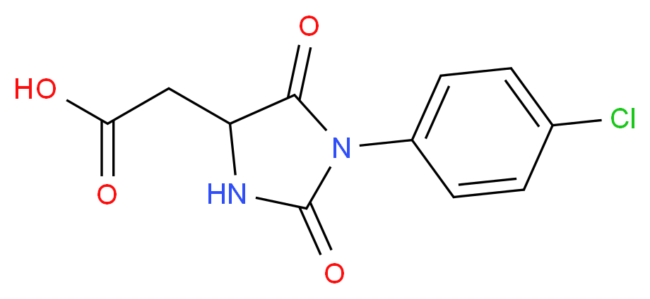 [1-(4-Chloro-phenyl)-2,5-dioxo-imidazolidin-4-yl]-acetic acid_分子结构_CAS_)