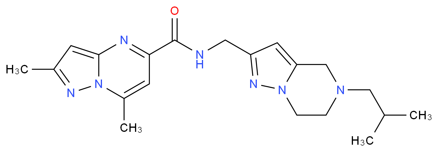 N-[(5-isobutyl-4,5,6,7-tetrahydropyrazolo[1,5-a]pyrazin-2-yl)methyl]-2,7-dimethylpyrazolo[1,5-a]pyrimidine-5-carboxamide_分子结构_CAS_)