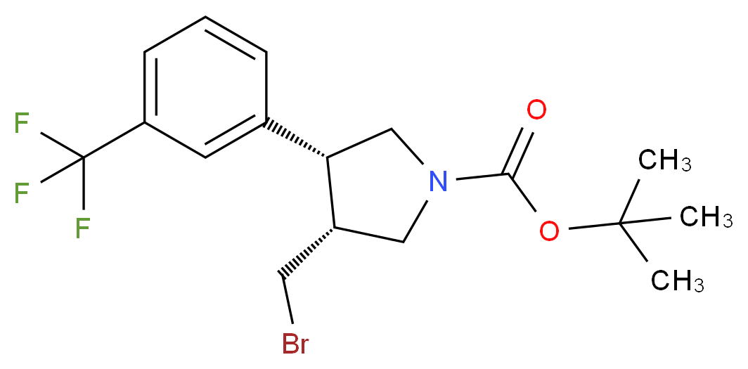 tert-butyl (3R,4R)-3-(bromomethyl)-4-[3-(trifluoromethyl)phenyl]pyrrolidine-1-carboxylate_分子结构_CAS_1260617-17-1