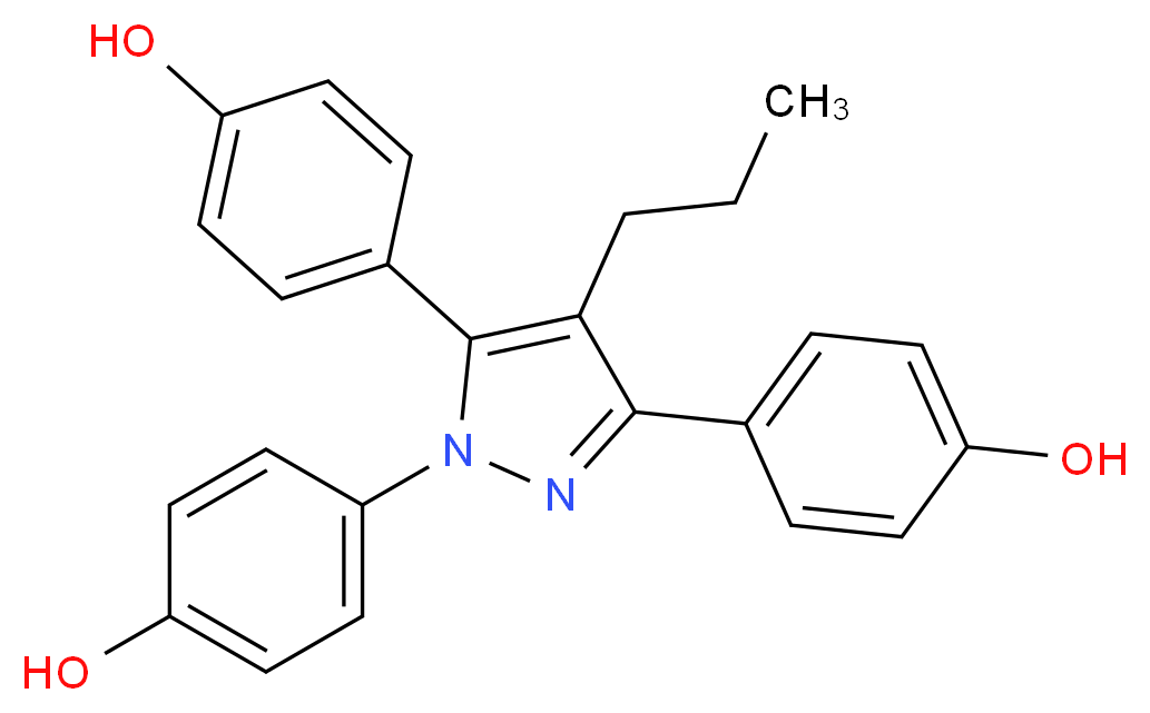 1,3,5-Tris(4-hydroxyphenyl)-4-propyl-1H-pyrazole_分子结构_CAS_263717-53-9)