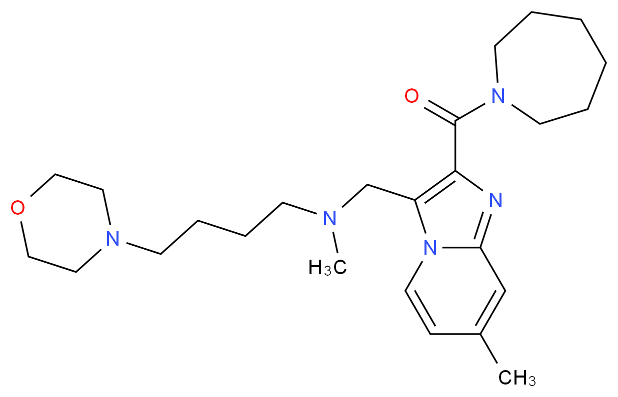 N-{[2-(1-azepanylcarbonyl)-7-methylimidazo[1,2-a]pyridin-3-yl]methyl}-N-methyl-4-(4-morpholinyl)-1-butanamine_分子结构_CAS_)