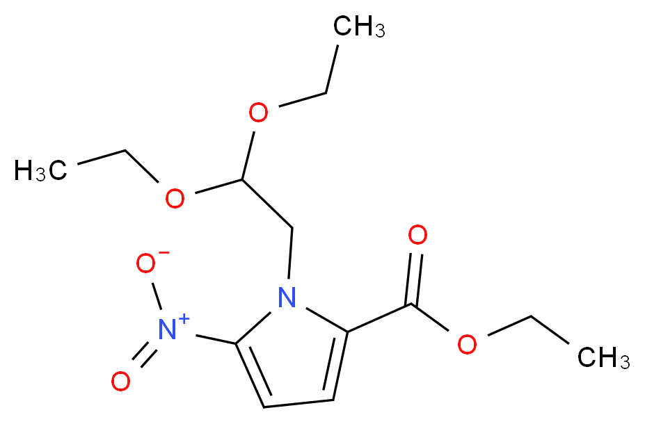 ethyl 1-(2,2-diethoxyethyl)-5-nitro-1H-pyrrole-2-carboxylate_分子结构_CAS_1105187-49-2