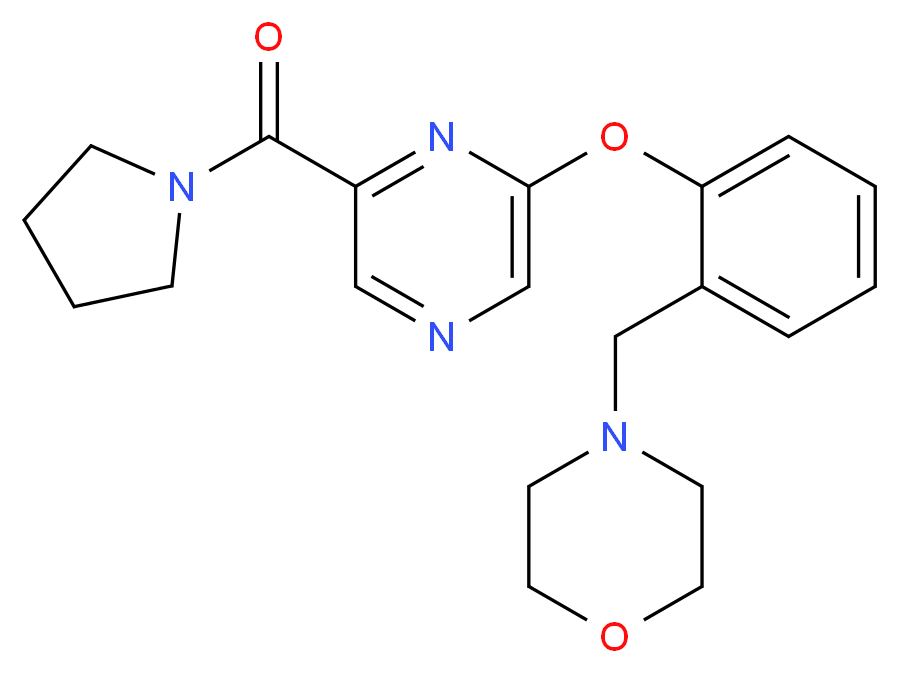 4-(2-{[6-(pyrrolidin-1-ylcarbonyl)pyrazin-2-yl]oxy}benzyl)morpholine_分子结构_CAS_)