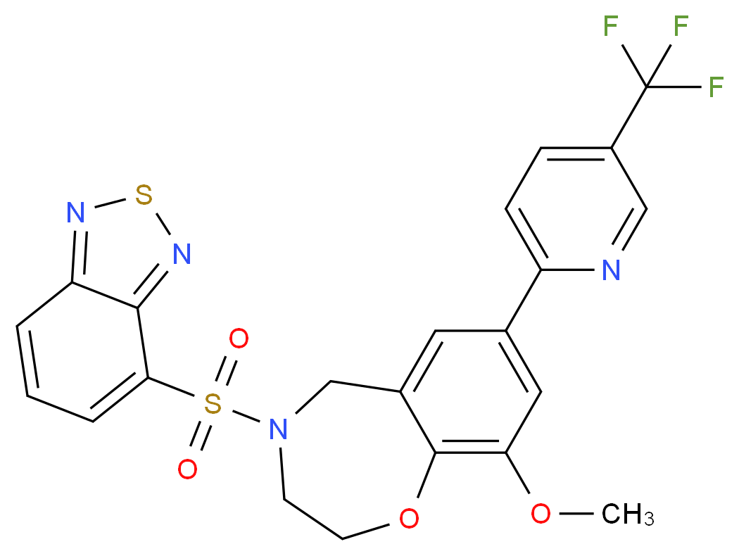 4-(2,1,3-benzothiadiazol-4-ylsulfonyl)-9-methoxy-7-[5-(trifluoromethyl)-2-pyridinyl]-2,3,4,5-tetrahydro-1,4-benzoxazepine_分子结构_CAS_)