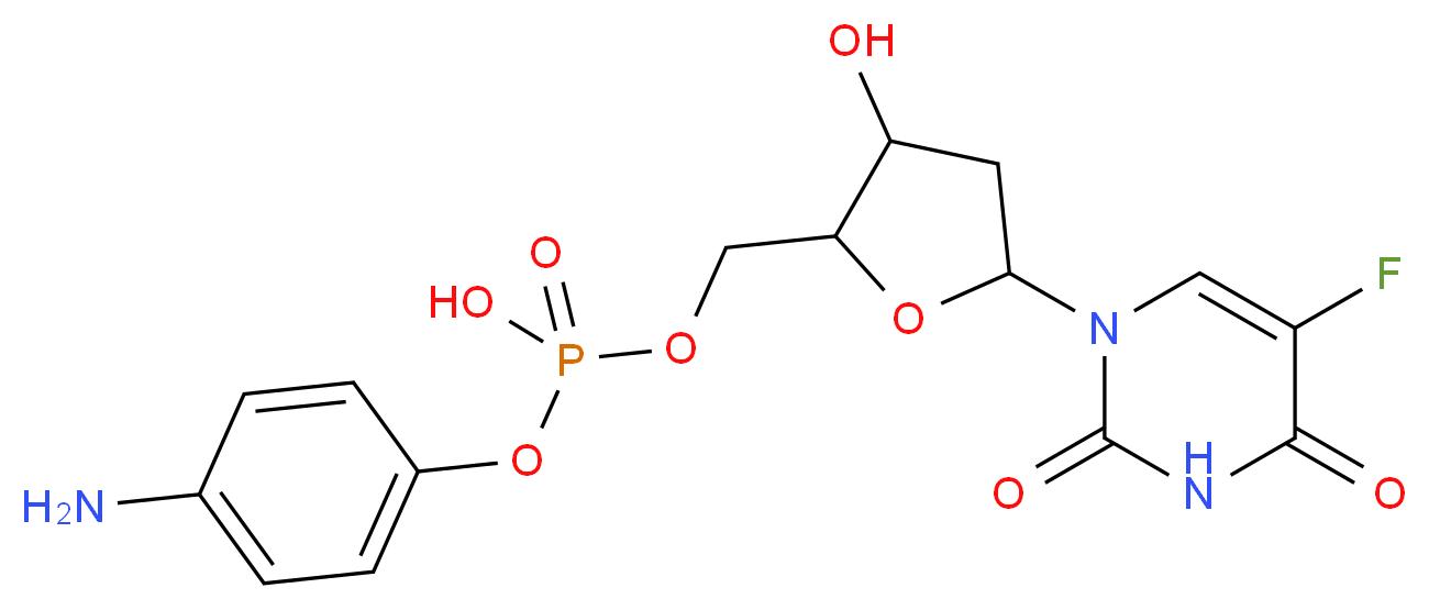 (4-aminophenoxy)({[5-(5-fluoro-2,4-dioxo-1,2,3,4-tetrahydropyrimidin-1-yl)-3-hydroxyoxolan-2-yl]methoxy})phosphinic acid_分子结构_CAS_54397-88-5