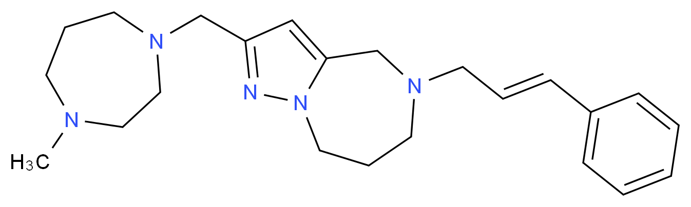 2-[(4-methyl-1,4-diazepan-1-yl)methyl]-5-[(2E)-3-phenyl-2-propen-1-yl]-5,6,7,8-tetrahydro-4H-pyrazolo[1,5-a][1,4]diazepine_分子结构_CAS_)