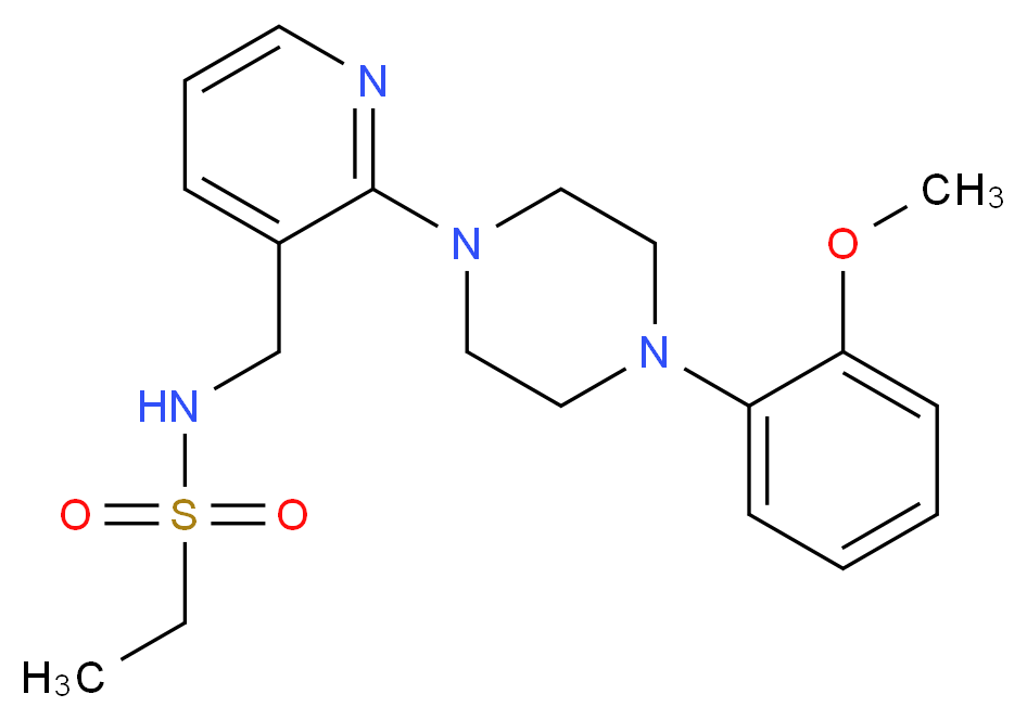 N-({2-[4-(2-methoxyphenyl)-1-piperazinyl]-3-pyridinyl}methyl)ethanesulfonamide_分子结构_CAS_)
