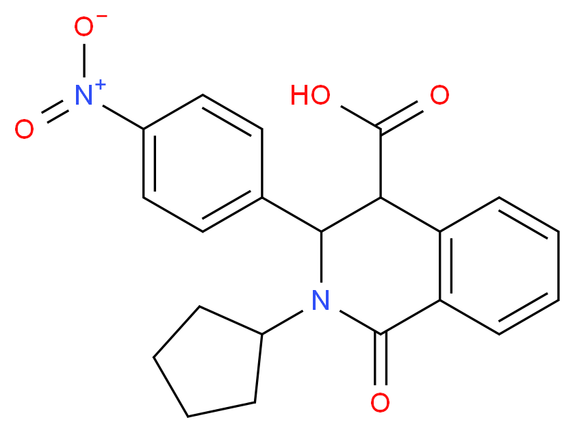 2-Cyclopentyl-3-(4-nitrophenyl)-1-oxo-1,2,3,4-tetrahydro-4-isoquinolinecarboxylic acid_分子结构_CAS_)