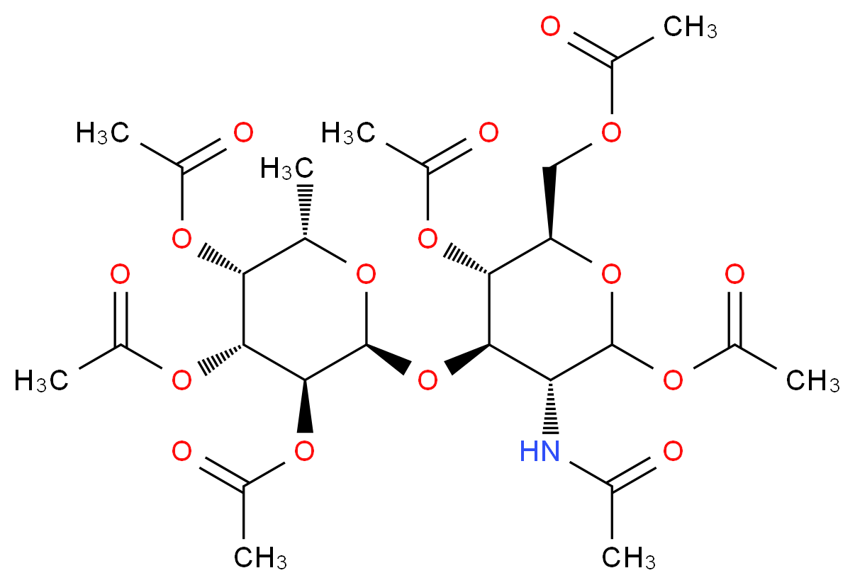 2-Acetamido-2-deoxy-3-O-(α-L-fucopyranosyl)-D-glucopyranose Pentaacetate_分子结构_CAS_309263-13-6)