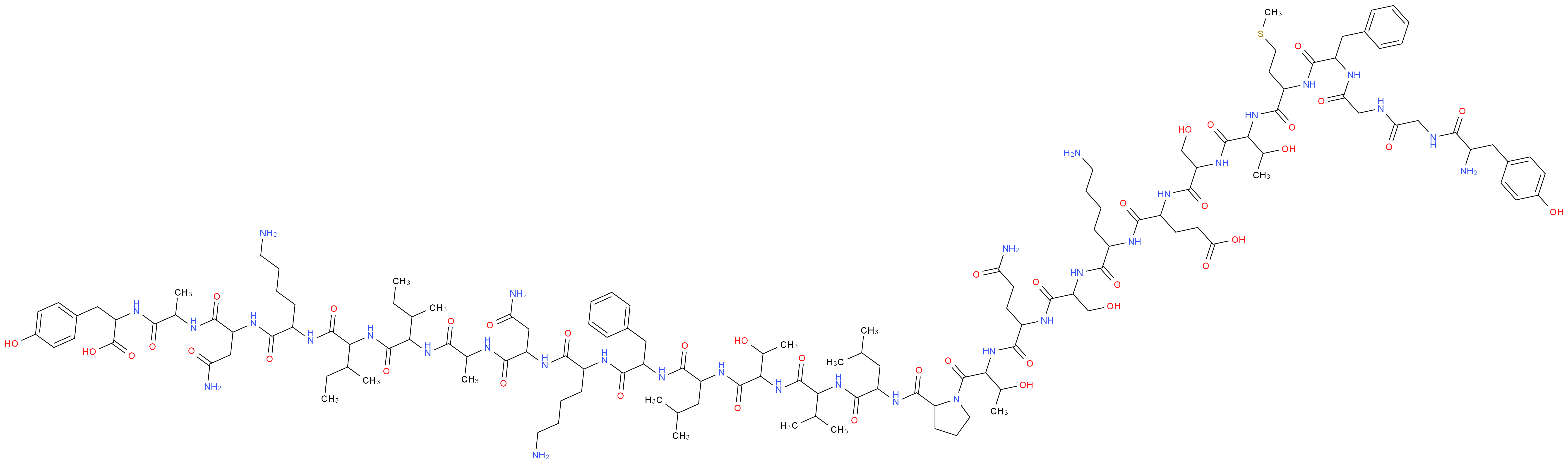 4-[(5-amino-1-{[1-({1-[(1-{2-[(1-{[1-({1-[(1-{[1-({5-amino-1-[(1-{[1-({1-[(1-{[5-amino-1-({2-carbamoyl-1-[(1-{[1-carboxy-2-(4-hydroxyphenyl)ethyl]carbamoyl}ethyl)carbamoyl]ethyl}carbamoyl)pentyl]carbamoyl}-2-methylbutyl)carbamoyl]-2-methylbutyl}carbamoyl)ethyl]carbamoyl}-2-carbamoylethyl)carbamoyl]pentyl}carbamoyl)-2-phenylethyl]carbamoyl}-3-methylbutyl)carbamoyl]-2-hydroxypropyl}carbamoyl)-2-methylpropyl]carbamoyl}-3-methylbutyl)carbamoyl]pyrrolidin-1-yl}-3-hydroxy-1-oxobutan-2-yl)carbamoyl]-3-carbamoylpropyl}carbamoyl)-2-hydroxyethyl]carbamoyl}pentyl)carbamoyl]-4-[2-(2-{2-[2-(2-{2-[2-amino-3-(4-hydroxyphenyl)propanamido]acetamido}acetamido)-3-phenylpropanamido]-4-(methylsulfanyl)butanamido}-3-hydroxybutanamido)-3-hydroxypropanamido]butanoic acid_分子结构_CAS_76622-84-9