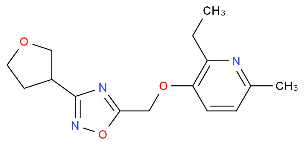 2-ethyl-6-methyl-3-{[3-(tetrahydrofuran-3-yl)-1,2,4-oxadiazol-5-yl]methoxy}pyridine_分子结构_CAS_)