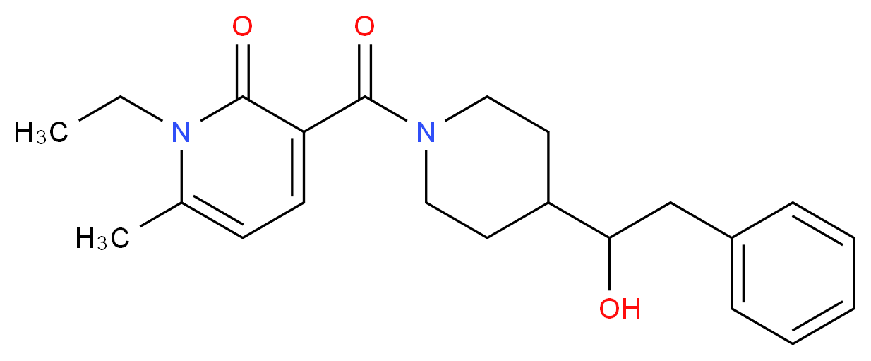 1-ethyl-3-{[4-(1-hydroxy-2-phenylethyl)-1-piperidinyl]carbonyl}-6-methyl-2(1H)-pyridinone_分子结构_CAS_)