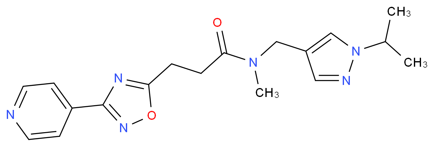 N-[(1-isopropyl-1H-pyrazol-4-yl)methyl]-N-methyl-3-(3-pyridin-4-yl-1,2,4-oxadiazol-5-yl)propanamide_分子结构_CAS_)
