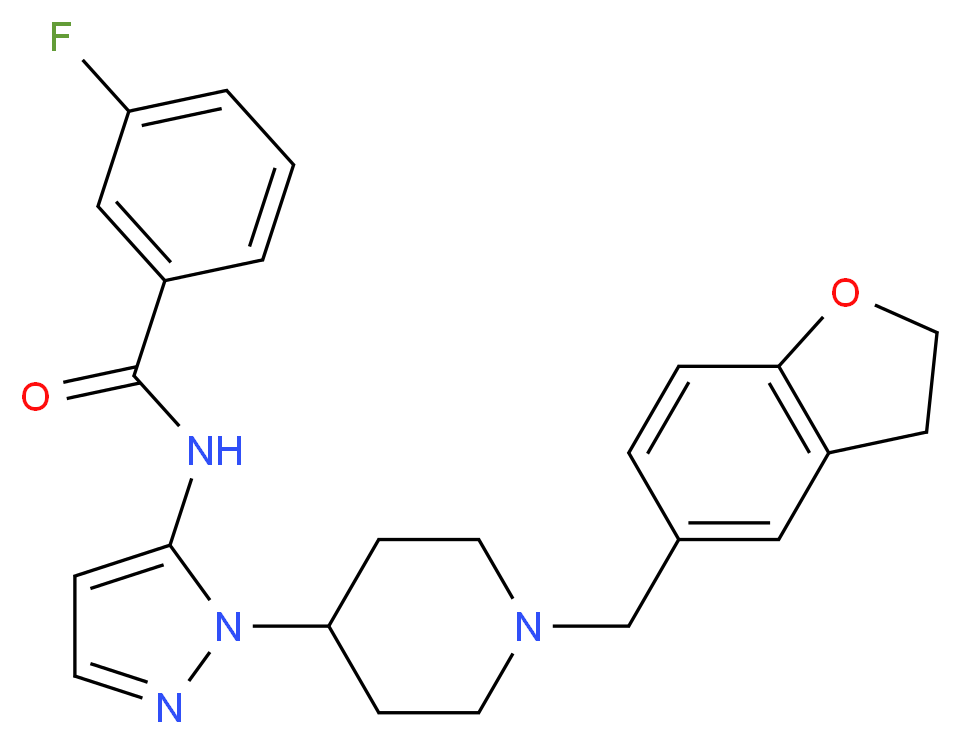 N-{1-[1-(2,3-dihydro-1-benzofuran-5-ylmethyl)-4-piperidinyl]-1H-pyrazol-5-yl}-3-fluorobenzamide_分子结构_CAS_)