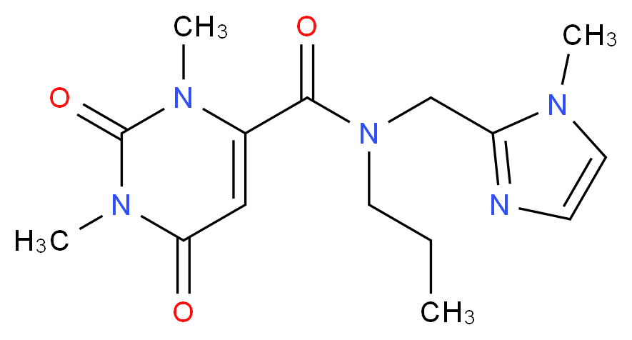 1,3-dimethyl-N-[(1-methyl-1H-imidazol-2-yl)methyl]-2,6-dioxo-N-propyl-1,2,3,6-tetrahydro-4-pyrimidinecarboxamide_分子结构_CAS_)