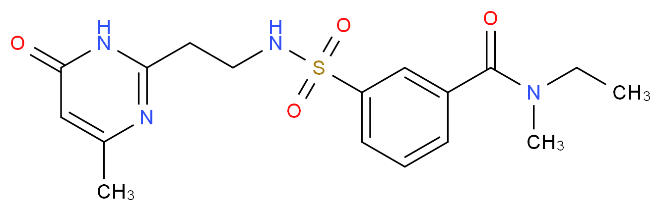 N-ethyl-N-methyl-3-({[2-(4-methyl-6-oxo-1,6-dihydropyrimidin-2-yl)ethyl]amino}sulfonyl)benzamide_分子结构_CAS_)