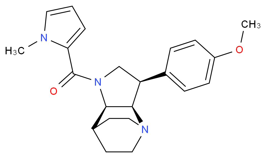 (3R*,3aR*,7aR*)-3-(4-methoxyphenyl)-1-[(1-methyl-1H-pyrrol-2-yl)carbonyl]octahydro-4,7-ethanopyrrolo[3,2-b]pyridine_分子结构_CAS_)