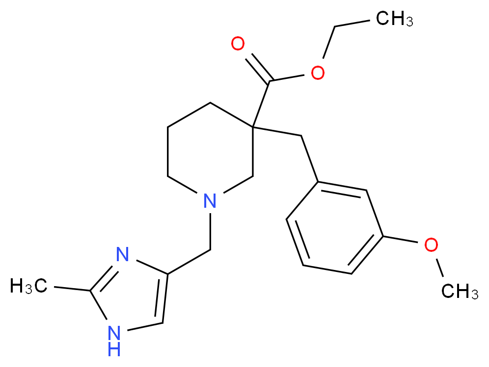 ethyl 3-(3-methoxybenzyl)-1-[(2-methyl-1H-imidazol-4-yl)methyl]-3-piperidinecarboxylate_分子结构_CAS_)