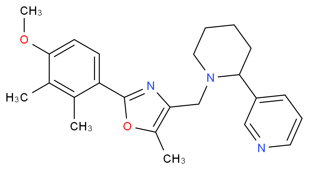 3-(1-{[2-(4-methoxy-2,3-dimethylphenyl)-5-methyl-1,3-oxazol-4-yl]methyl}-2-piperidinyl)pyridine_分子结构_CAS_)