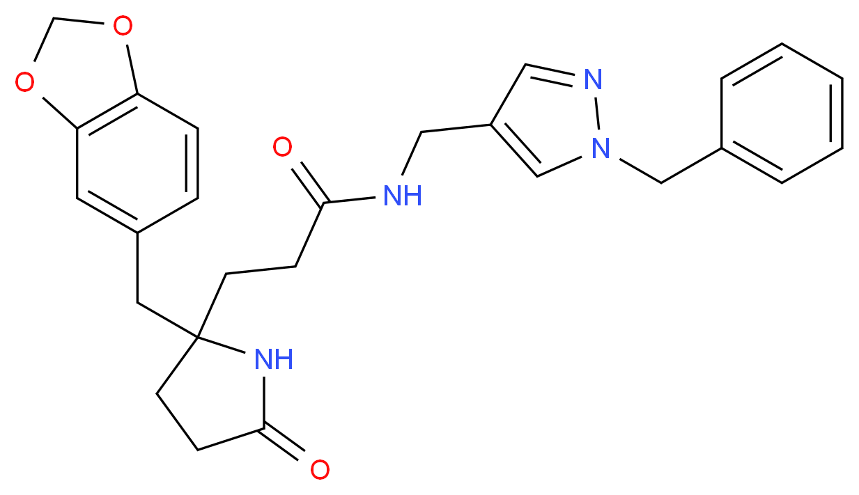 3-[2-(1,3-benzodioxol-5-ylmethyl)-5-oxo-2-pyrrolidinyl]-N-[(1-benzyl-1H-pyrazol-4-yl)methyl]propanamide_分子结构_CAS_)