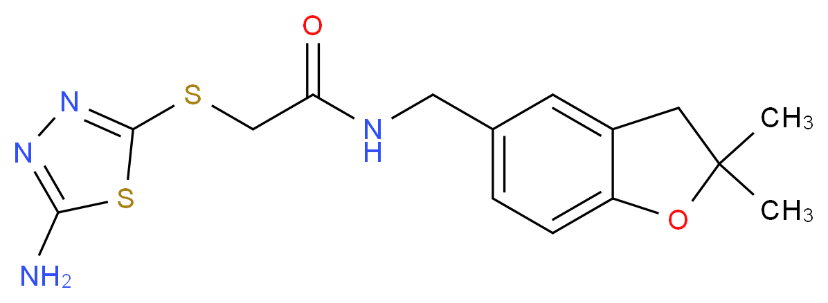 2-[(5-amino-1,3,4-thiadiazol-2-yl)thio]-N-[(2,2-dimethyl-2,3-dihydro-1-benzofuran-5-yl)methyl]acetamide_分子结构_CAS_)