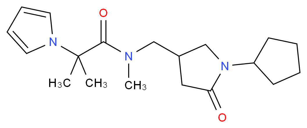 N-[(1-cyclopentyl-5-oxopyrrolidin-3-yl)methyl]-N,2-dimethyl-2-(1H-pyrrol-1-yl)propanamide_分子结构_CAS_)