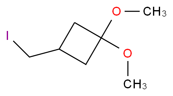 3-(iodomethyl)-1,1-dimethoxycyclobutane_分子结构_CAS_1003013-83-9