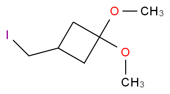 3-(Iodomethyl)-1,1-dimethoxycyclobutane_分子结构_CAS_1003013-83-9)