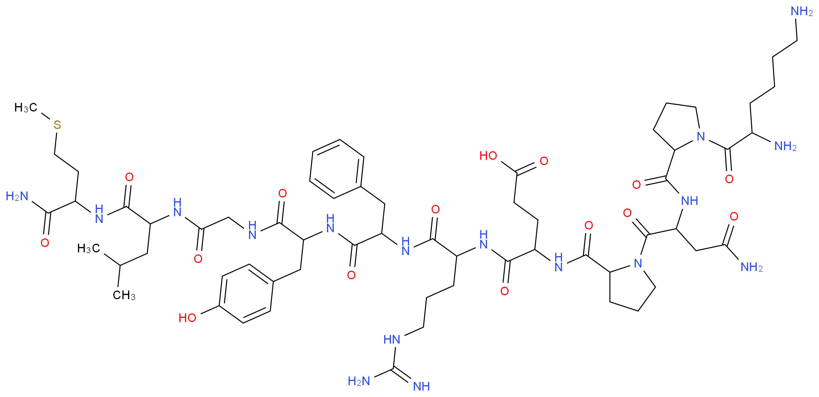 4-({4-carbamimidamido-1-[(1-{[1-({[(1-{[1-carbamoyl-3-(methylsulfanyl)propyl]carbamoyl}-3-methylbutyl)carbamoyl]methyl}carbamoyl)-2-(4-hydroxyphenyl)ethyl]carbamoyl}-2-phenylethyl)carbamoyl]butyl}carbamoyl)-4-{[1-(3-carbamoyl-2-{[1-(2,6-diaminohexanoyl)pyrrolidin-2-yl]formamido}propanoyl)pyrrolidin-2-yl]formamido}butanoic acid_分子结构_CAS_139446-71-2