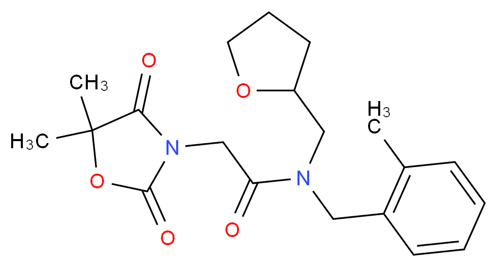 2-(5,5-dimethyl-2,4-dioxo-1,3-oxazolidin-3-yl)-N-(2-methylbenzyl)-N-(tetrahydrofuran-2-ylmethyl)acetamide_分子结构_CAS_)