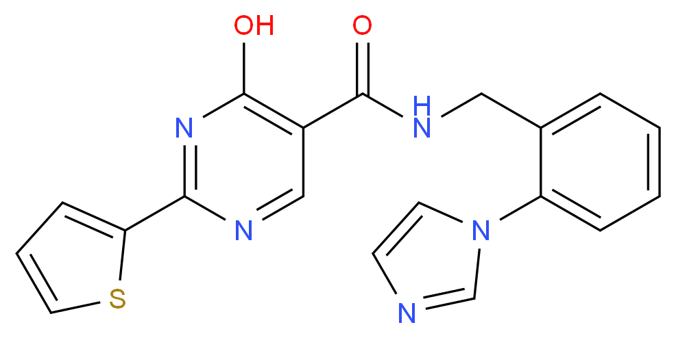 4-hydroxy-N-[2-(1H-imidazol-1-yl)benzyl]-2-(2-thienyl)pyrimidine-5-carboxamide_分子结构_CAS_)