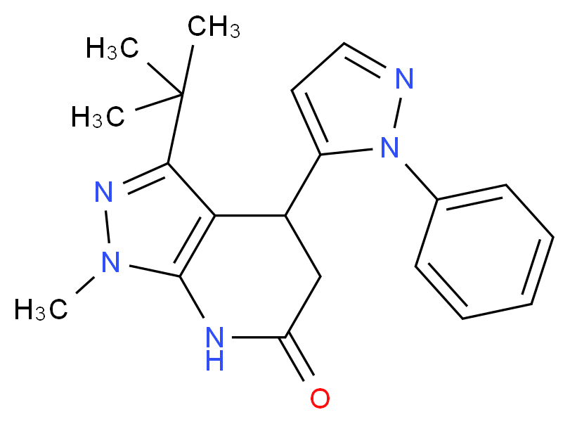 3-tert-butyl-1-methyl-4-(1-phenyl-1H-pyrazol-5-yl)-1,4,5,7-tetrahydro-6H-pyrazolo[3,4-b]pyridin-6-one_分子结构_CAS_)