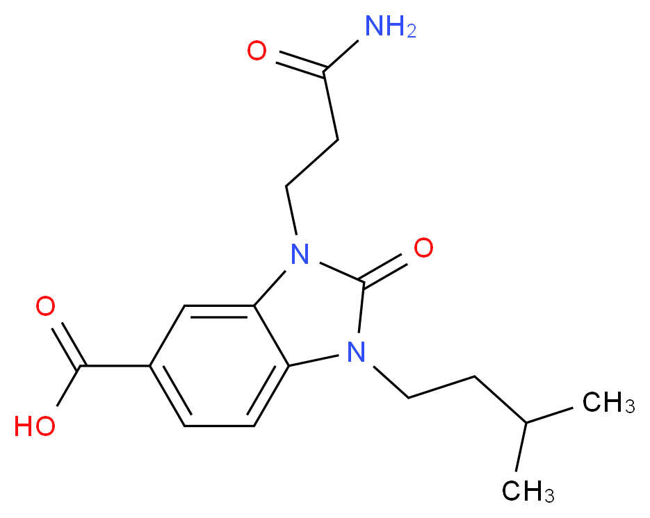 3-(3-amino-3-oxopropyl)-1-(3-methylbutyl)-2-oxo-2,3-dihydro-1H-benzimidazole-5-carboxylic acid_分子结构_CAS_)