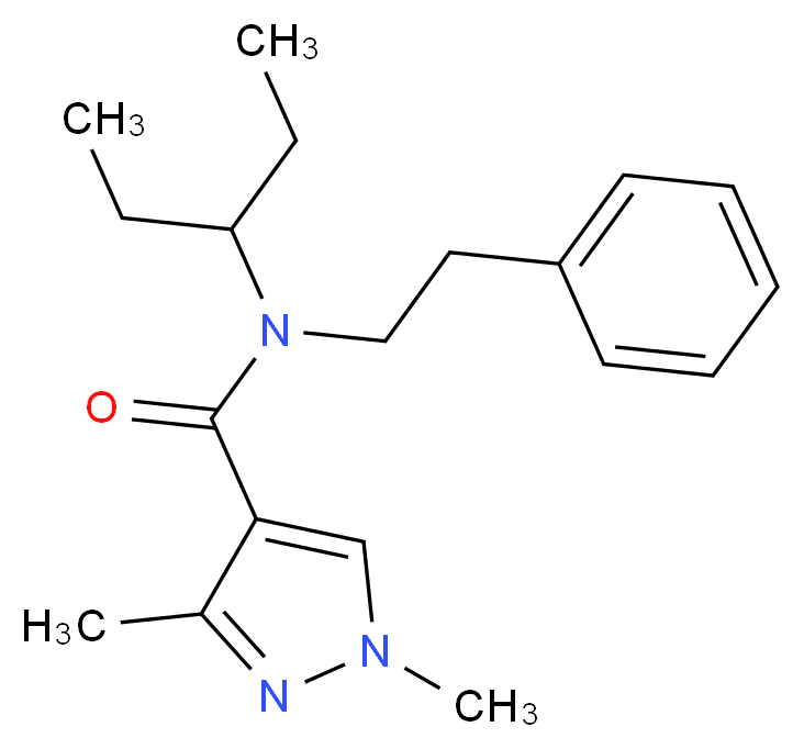 N-(1-ethylpropyl)-1,3-dimethyl-N-(2-phenylethyl)-1H-pyrazole-4-carboxamide_分子结构_CAS_)