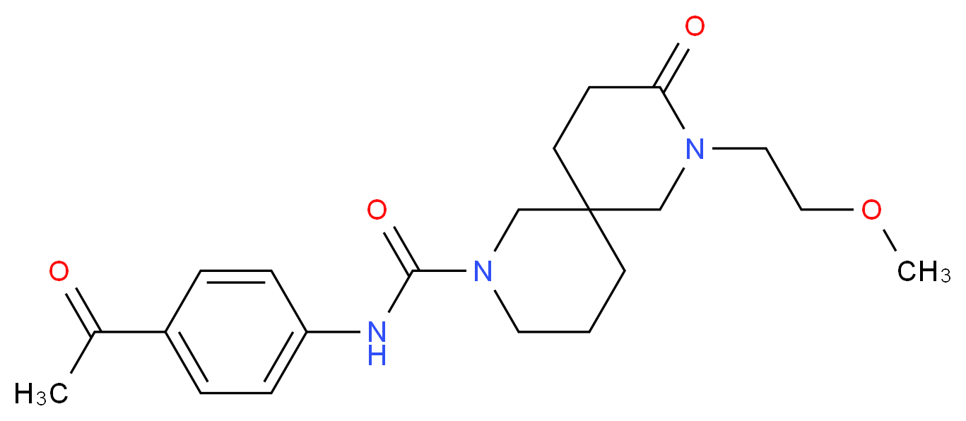N-(4-acetylphenyl)-8-(2-methoxyethyl)-9-oxo-2,8-diazaspiro[5.5]undecane-2-carboxamide_分子结构_CAS_)