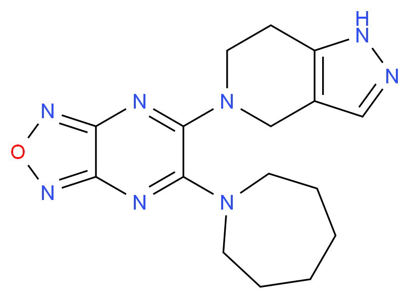 5-(1-azepanyl)-6-(1,4,6,7-tetrahydro-5H-pyrazolo[4,3-c]pyridin-5-yl)[1,2,5]oxadiazolo[3,4-b]pyrazine_分子结构_CAS_)