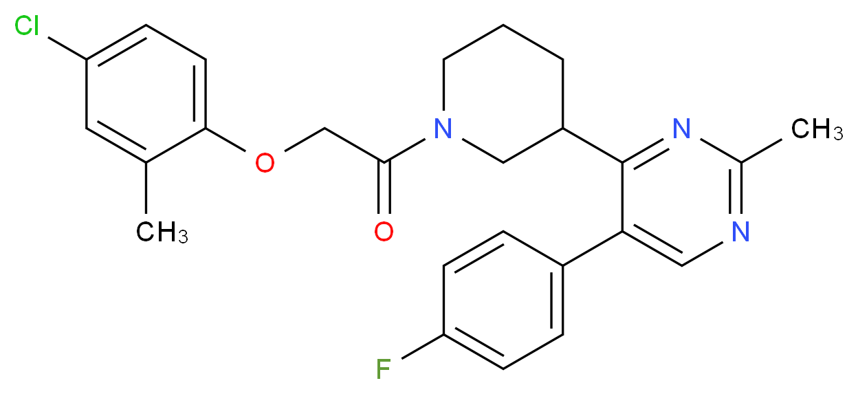 4-{1-[(4-chloro-2-methylphenoxy)acetyl]-3-piperidinyl}-5-(4-fluorophenyl)-2-methylpyrimidine_分子结构_CAS_)