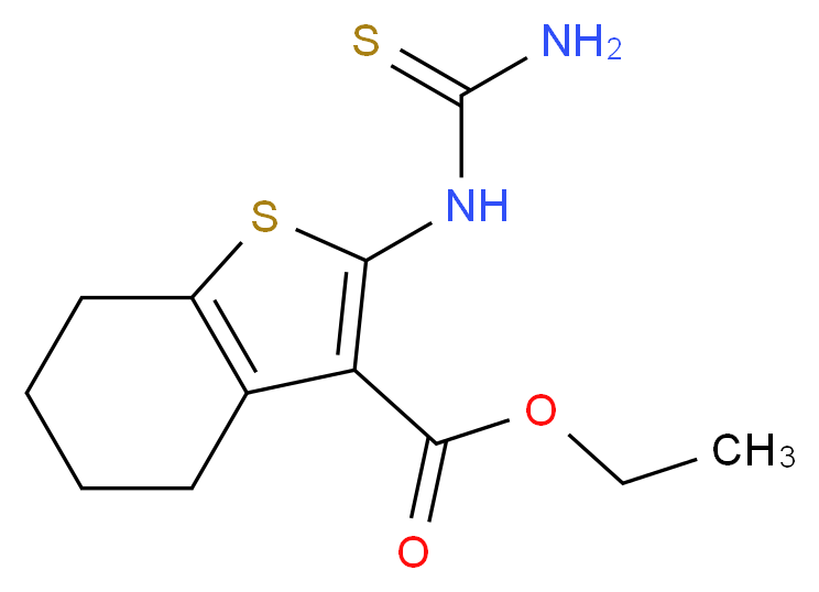 ethyl 2-(carbamothioylamino)-4,5,6,7-tetrahydro-1-benzothiophene-3-carboxylate_分子结构_CAS_105544-62-5